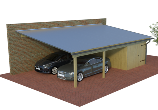 Konfigurator Multi Pultdach Doppelcarport mit Abstellraum