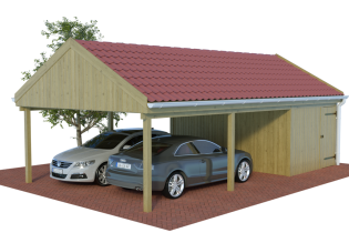 Konfigurator Multi Satteldach Doppelcarports mit Abstellraum