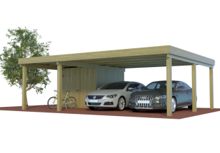 Konfigurator Multi Doppelcarport mit halben seitlichem Abstellraum