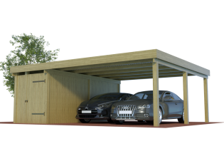 Konfigurator Multi Doppelcarport mit seitlichem Abstellraum