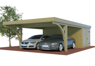 Konfigurator QUADRO Bogen Doppelcarports mit Abstellraum