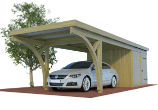 Konfigurator QUADRO Bogen Einzelcarports mit Abstellraum