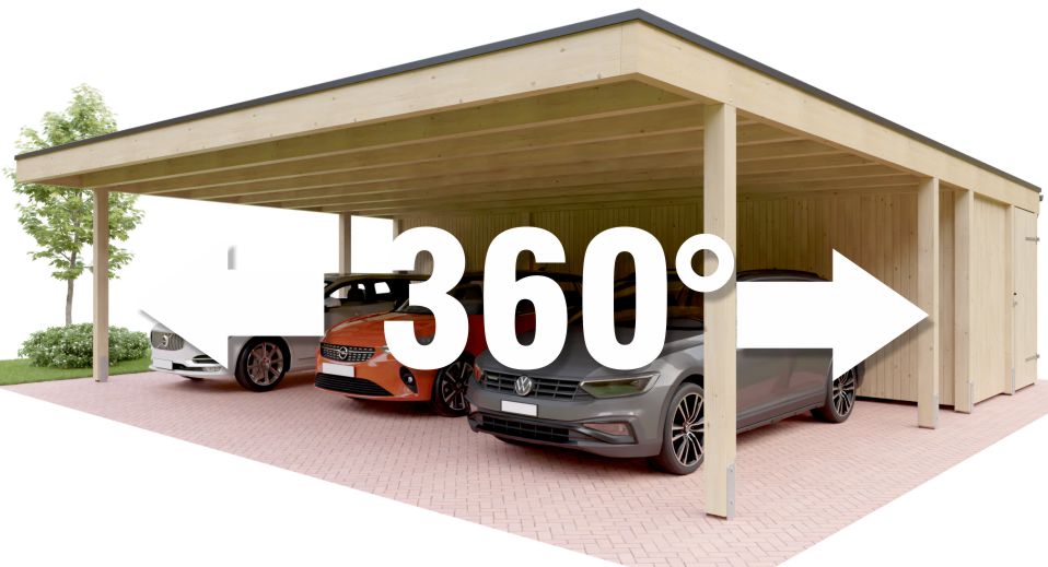 360 Grad Ansicht vom StarPort BSH Dreihercarport mit AR