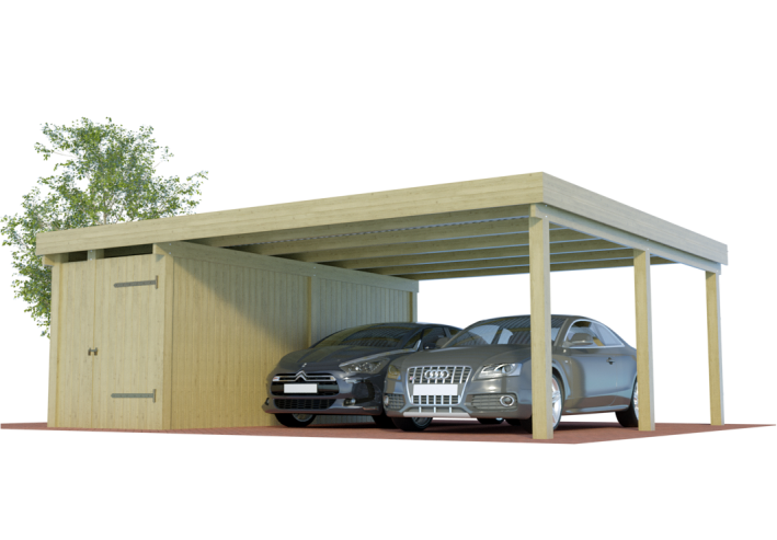 Konfigurator Multi Doppelcarport mit seitlichem Abstellraum