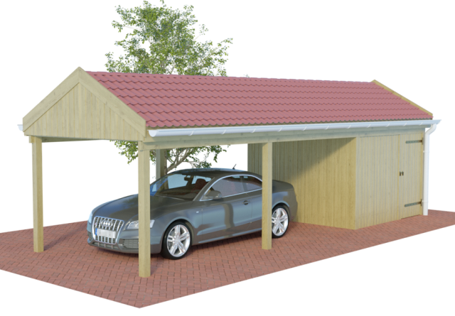 Konfigurator Multi Satteldach Einzelcarports mit Abstellraum