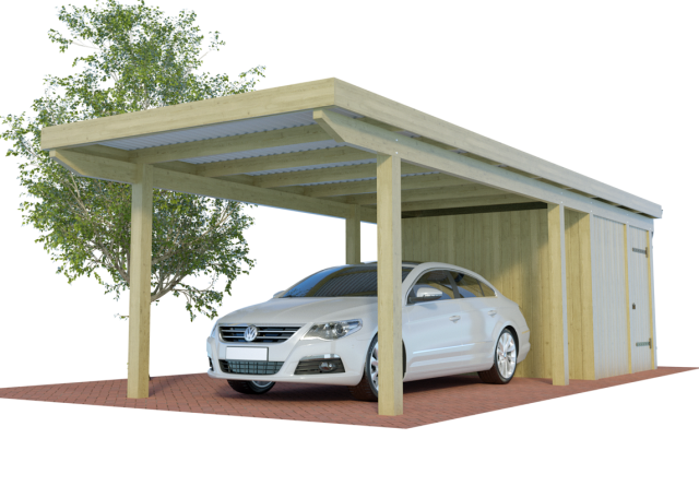 Konfigurator QUADRO Einzelcarports mit Abstellraum